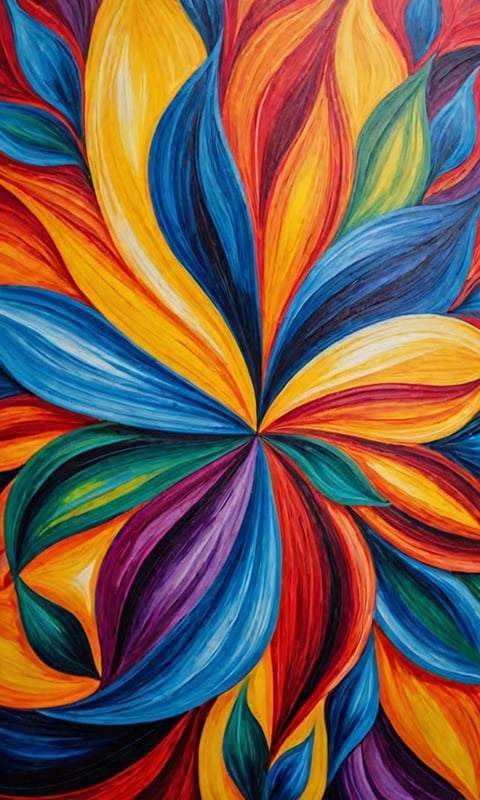 Vibrant abstract flower painting with radiating petals